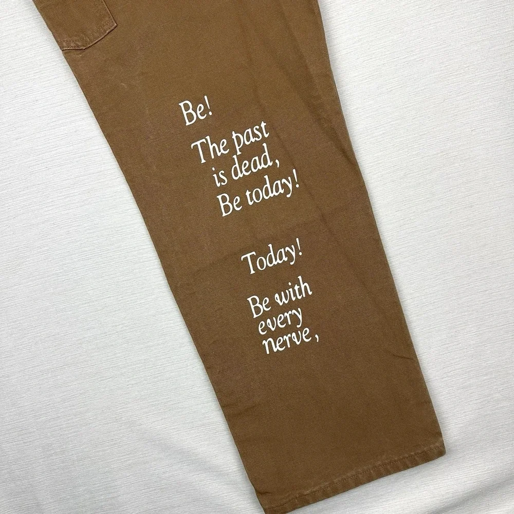 All Caps Studio Carhartt Canvas Carpennter Pants Men 31x31 Tan Distressed Script